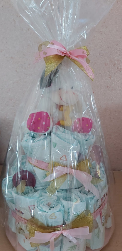 Handgemachte Windeltorte für Mädchen & Jungen