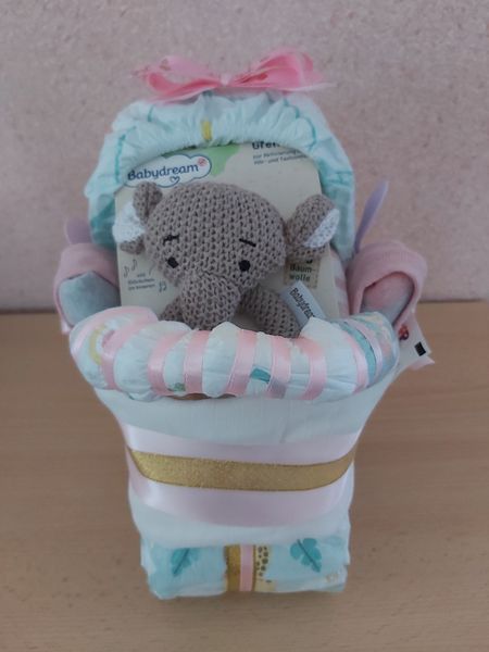 Handgemachte Windeltorte Kinderwagen Mädchen/Jungen
