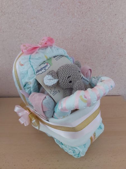 Handgemachte Windeltorte Kinderwagen Mädchen/Jungen