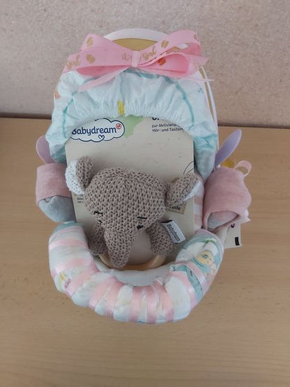 Handgemachte Windeltorte Kinderwagen Mädchen/Jungen