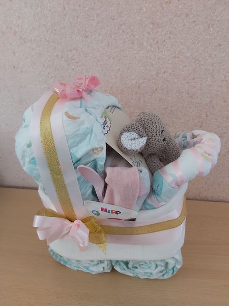 Handgemachte Windeltorte Kinderwagen Mädchen/Jungen