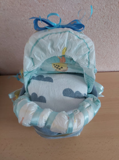 Handgemachte Windeltorte Kinderwagen Mädchen/Jungen