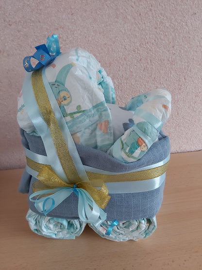 Handgemachte Windeltorte Kinderwagen Mädchen/Jungen