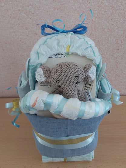 Handgemachte Windeltorte Kinderwagen Mädchen/Jungen