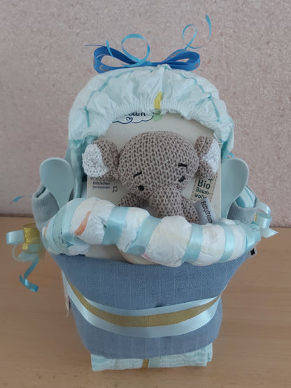 Handgemachte Windeltorte Kinderwagen Mädchen/Jungen