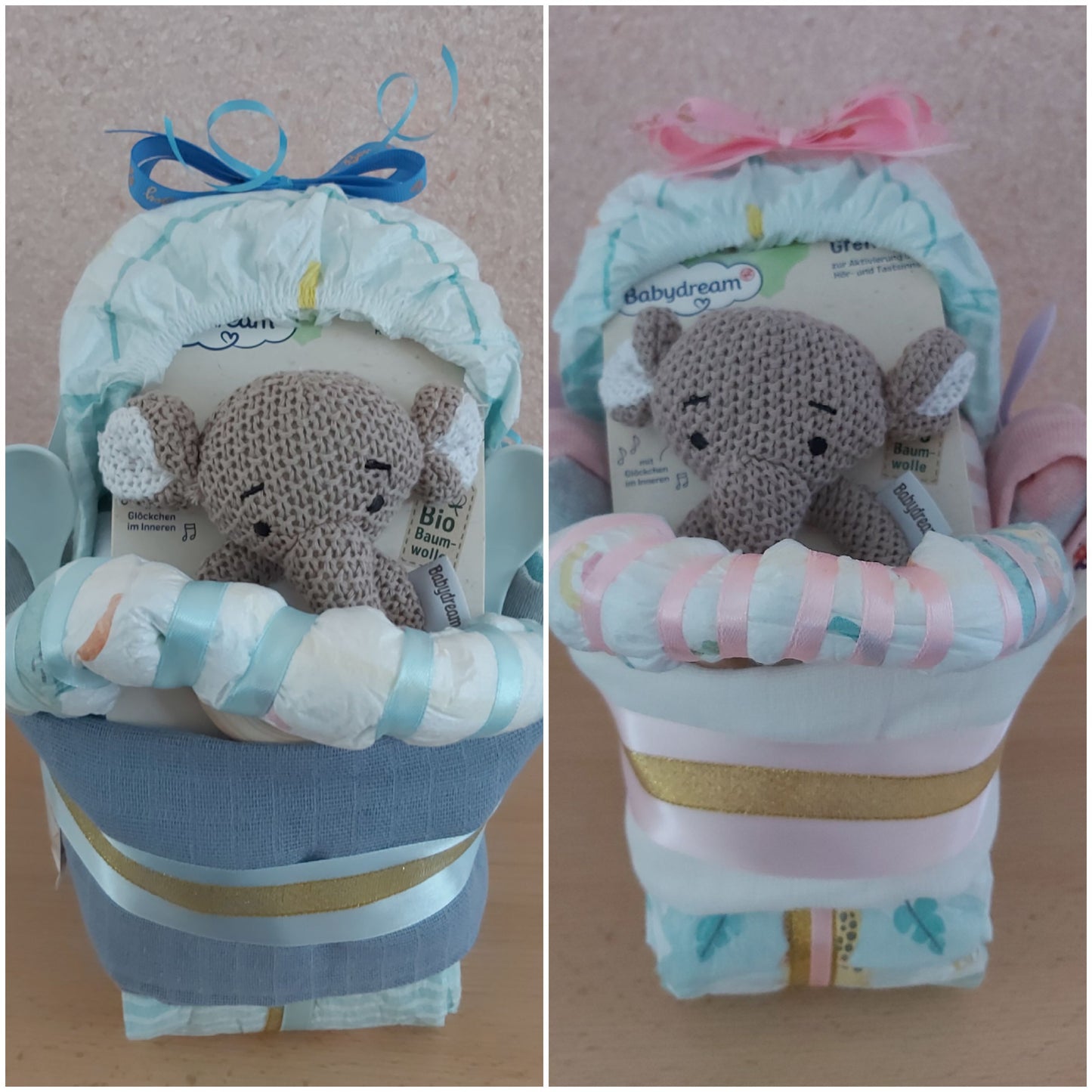 Handgemachte Windeltorte Kinderwagen Mädchen/Jungen