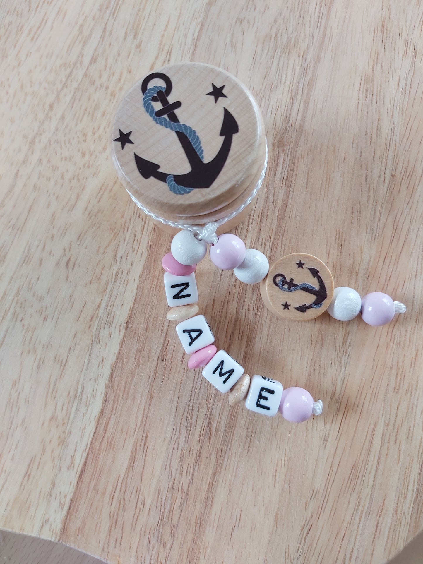 Personalisierte Milchzahndose (Motiv Anker) für Mädchen & Jungen