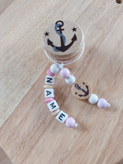 Personalisierte Milchzahndose (Motiv Anker) für Mädchen & Jungen