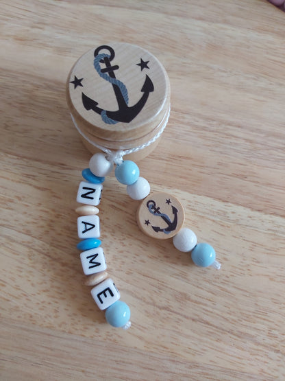 Personalisierte Milchzahndose (Motiv Anker) für Mädchen & Jungen
