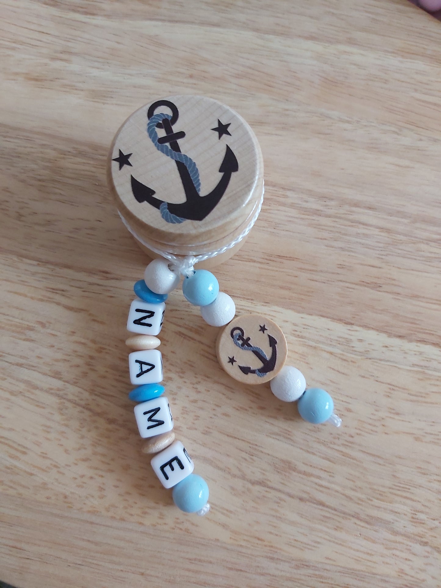 Personalisierte Milchzahndose (Motiv Anker) für Mädchen & Jungen