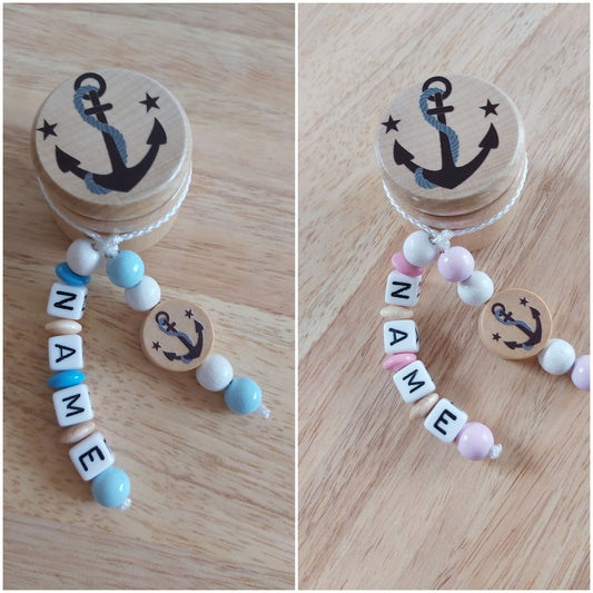 Personalisierte Milchzahndose (Motiv Anker) für Mädchen & Jungen