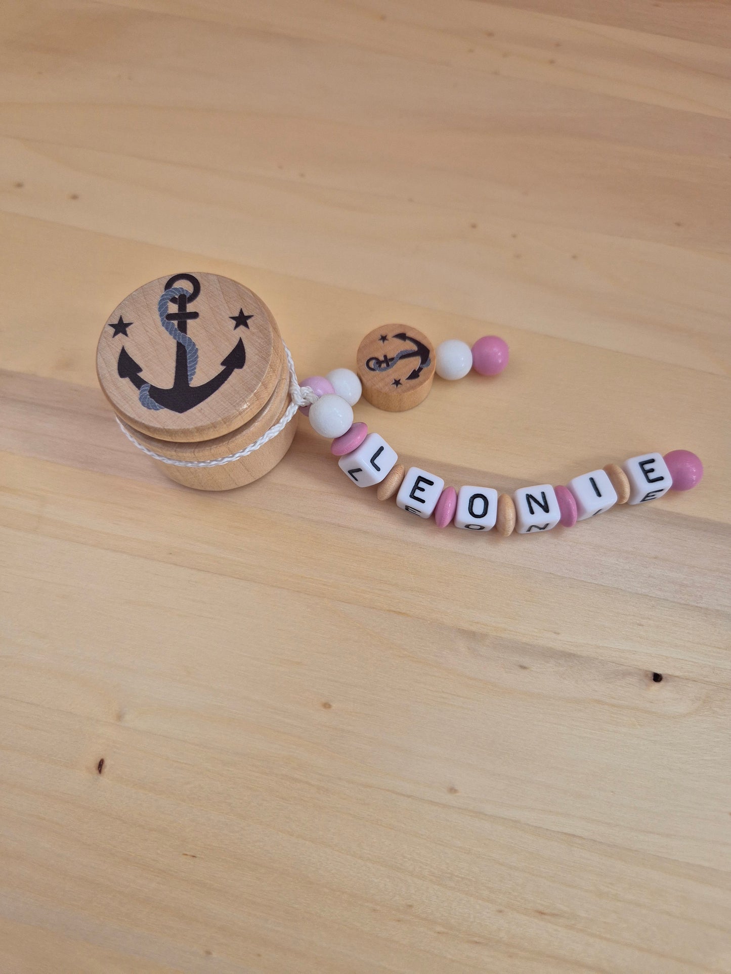 Personalisierte Milchzahndose (Motiv Anker) für Mädchen & Jungen