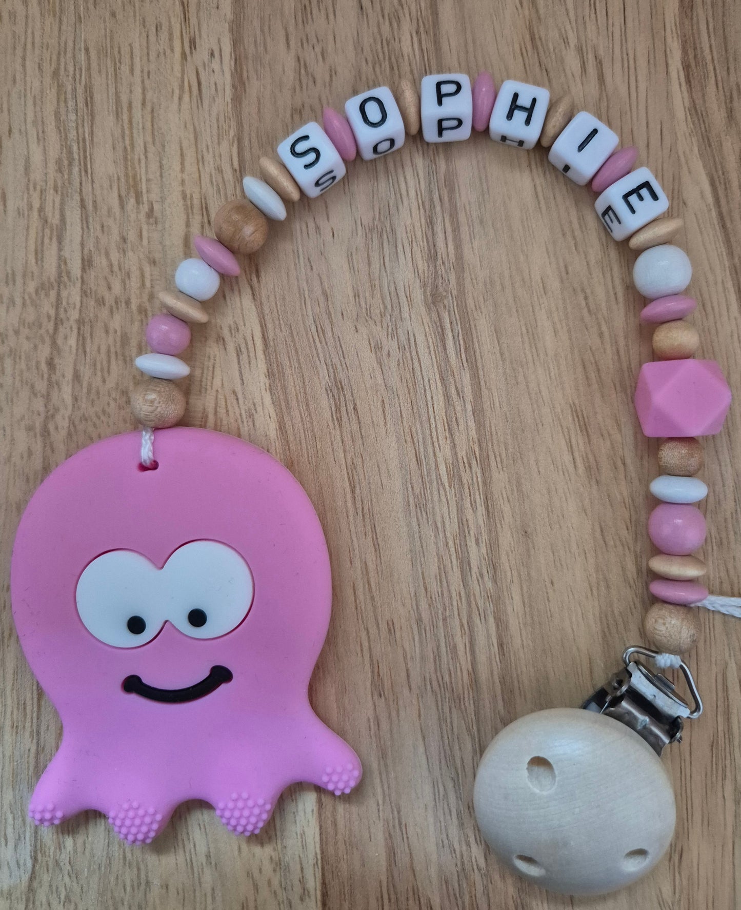 Personalisierte Kette mit Beißanhänger "Tintenfisch" für Mädchen & Jungen