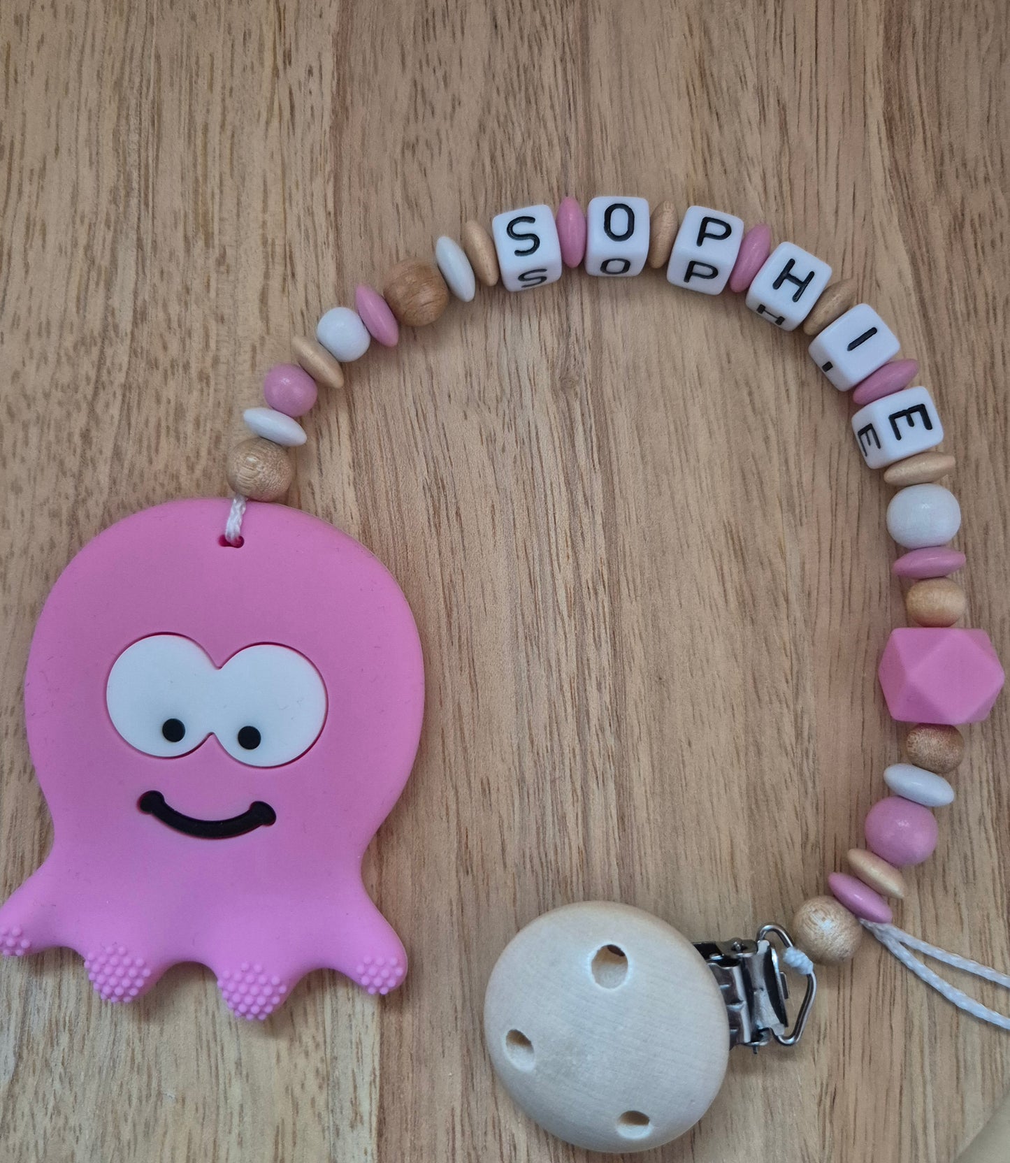 Personalisierte Kette mit Beißanhänger "Tintenfisch" für Mädchen & Jungen