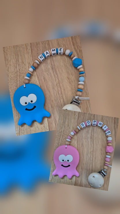 Personalisierte Kette mit Beißanhänger "Tintenfisch" für Mädchen & Jungen