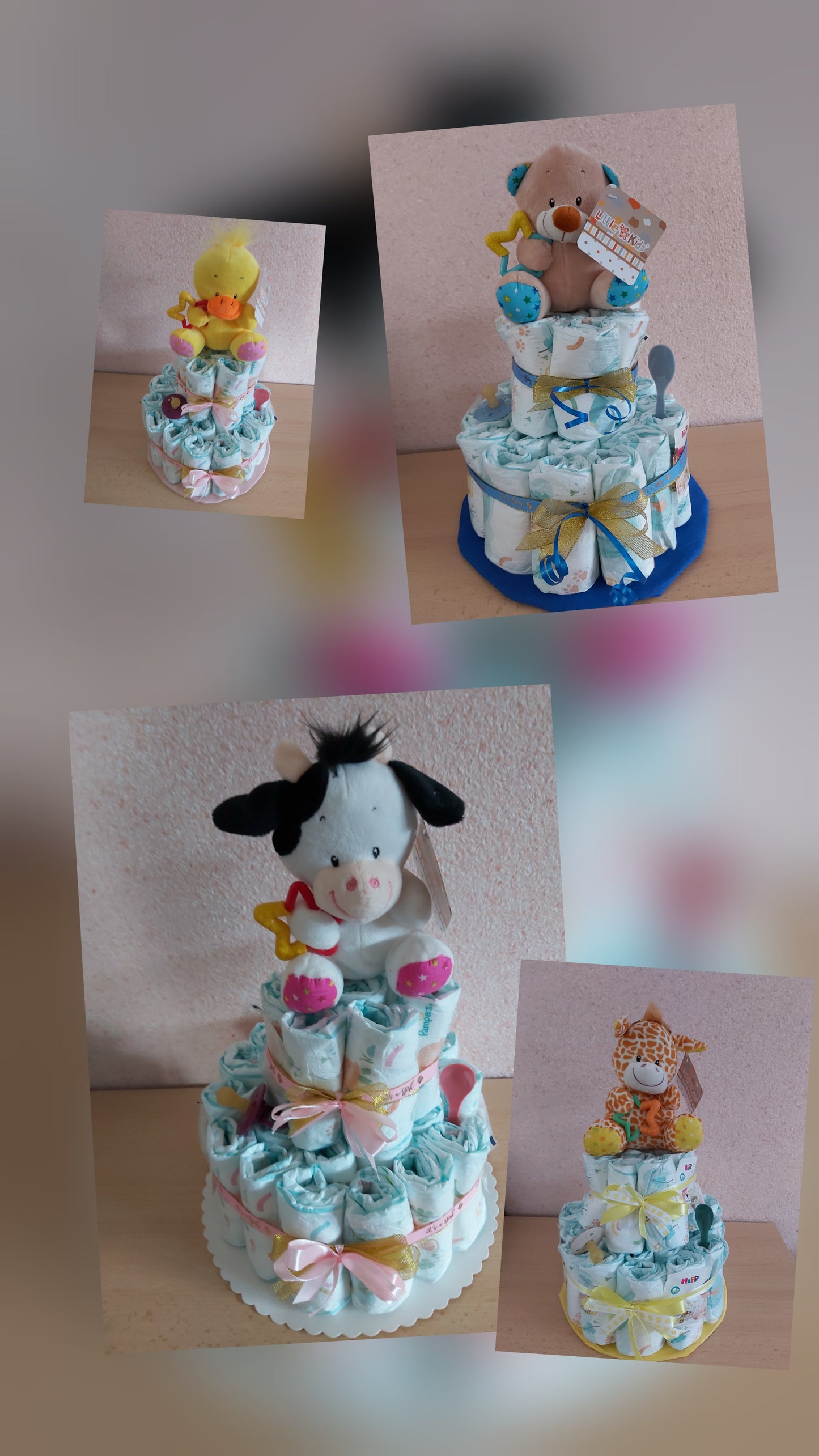 Handgemachte Windeltorte für Mädchen & Jungen